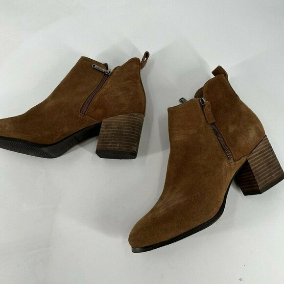 New Blondo Waterproof Siena Camel Brown Suede Heeled Ankle Boots/Booties 11M - Picture 5 of 9